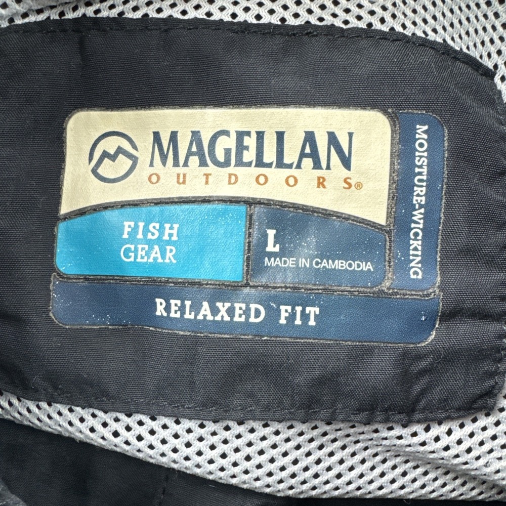 Magellan Fish Gear Vented Shirt Mens L Black Long Sleeve Button Up Performance - Picture 5 of 6